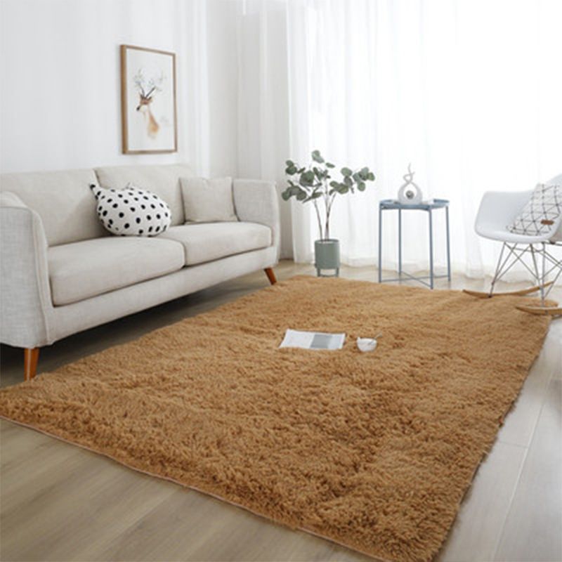 Relaxing Plain Shag Rug Polyester Area Carpet Stain Resistant Indoor Rug for Home Decoration