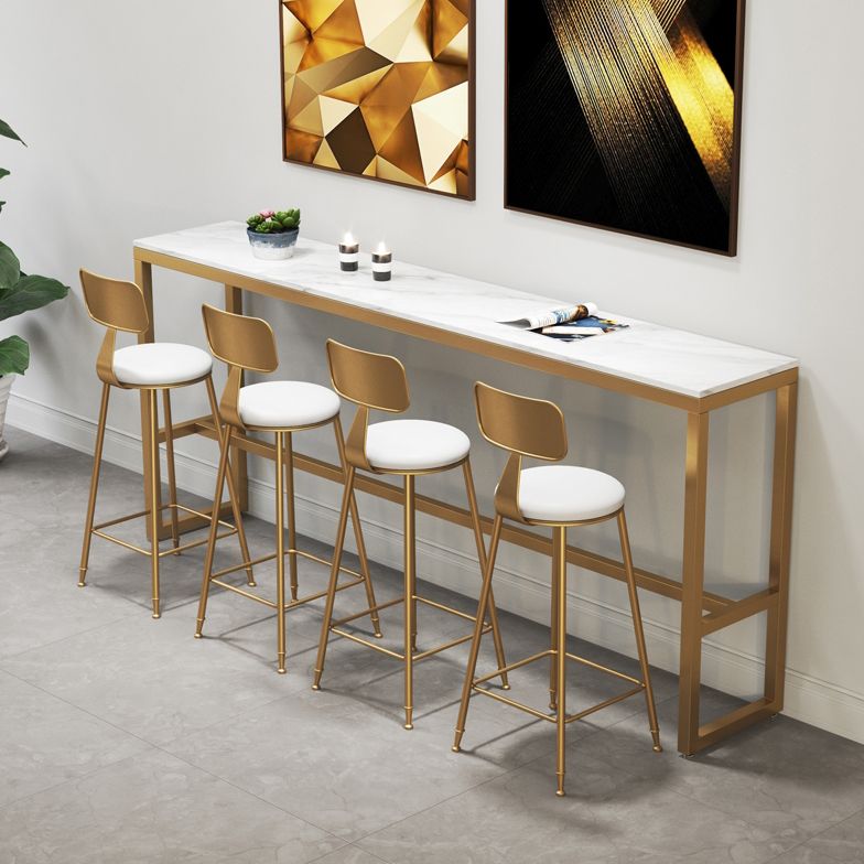 Rectangle Stone Bar Dining Table Modern Bar Table with Trestle Base