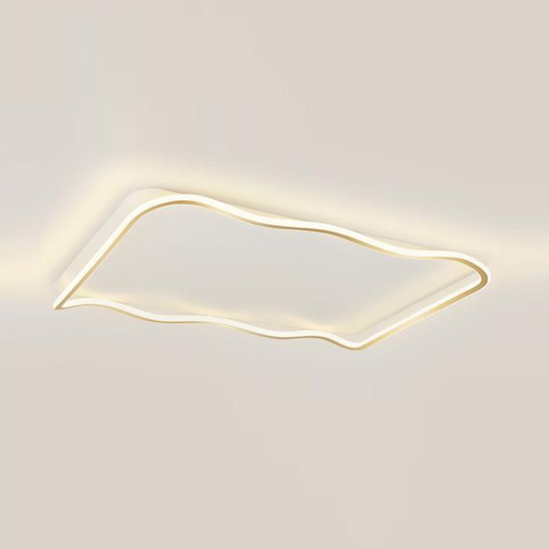 Minimalism Ceiling Lighting Metal LED Flush Mount Fixture in Gold for Bedroom