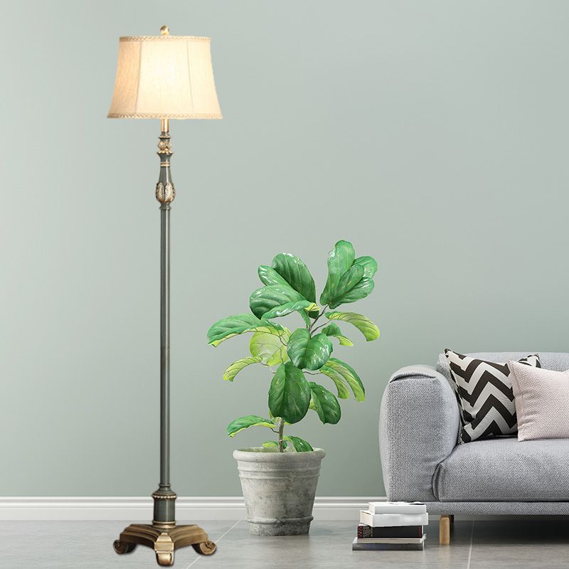 Grey Blue Tri-Leg Reading Floor Lamp Vintage Style Resin 1 Light Living Room Floor Light with Fabric Shade