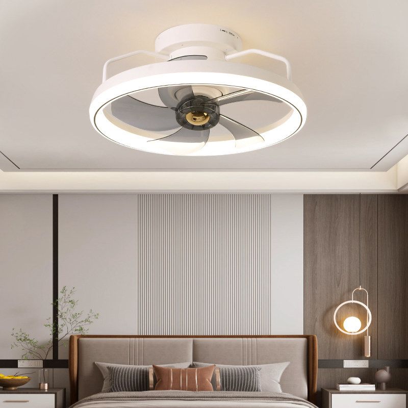 LED Ceiling Fan Lamp Minimalist Style Metal Flush Mount Ceiling Light for Bedroom