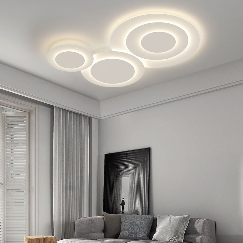 Circular Shape LED Ceiling Lamp Modern Acrylic 3 Lights Flush Mount for Bedroom