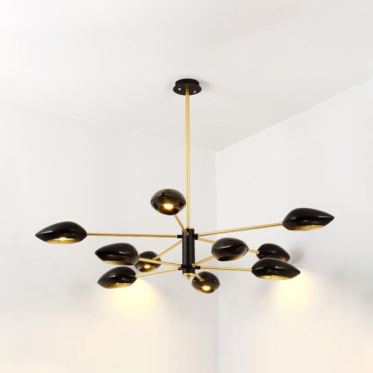 Ellipse Dining Room Hanging Light Contemporary Metal 5/6/8 Lights Black/White Chandelier Light Fixture