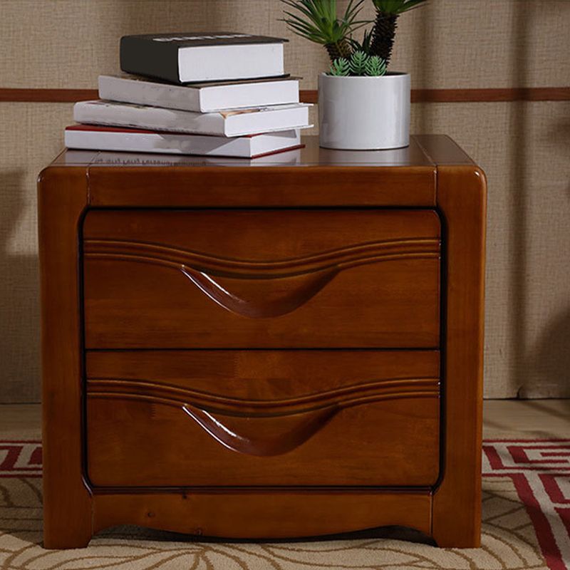 2 Drawers Accent Table Nightstand 19.68" Tall Contemporary Bed Nightstand