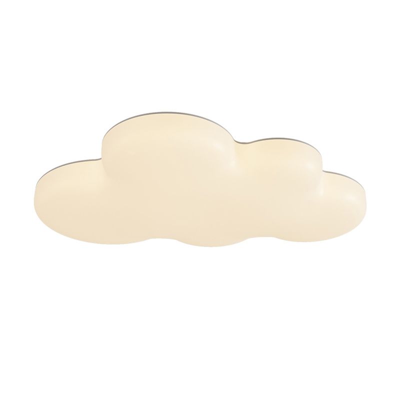 Kids Flush Mount Cloud Metal Ceiling Mounted Fixture in White for Bedroom