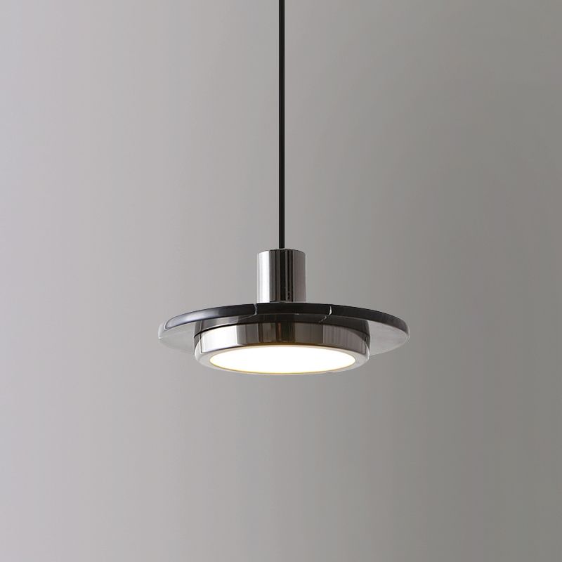 Modern Hanging Light Fixture 1-Light Pendant Lamp with Stone Shade for Bedroom