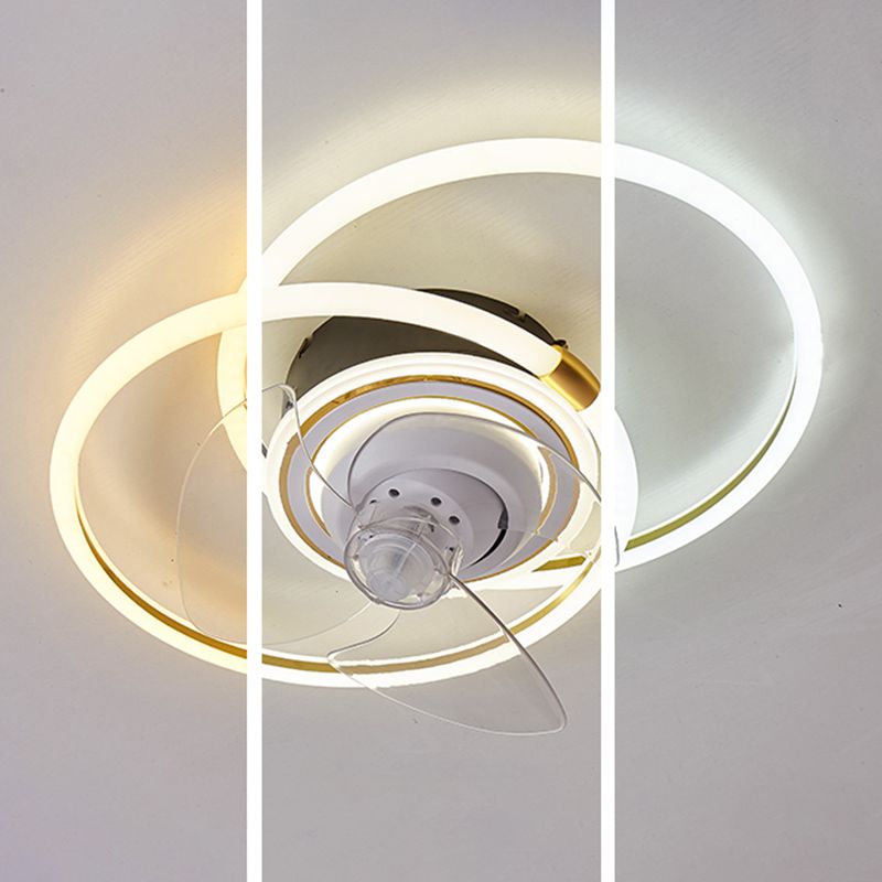 Simple LED Ceiling Fan Light Modern Ceiling Mount Lamp with Acrylic Shade for Living Room