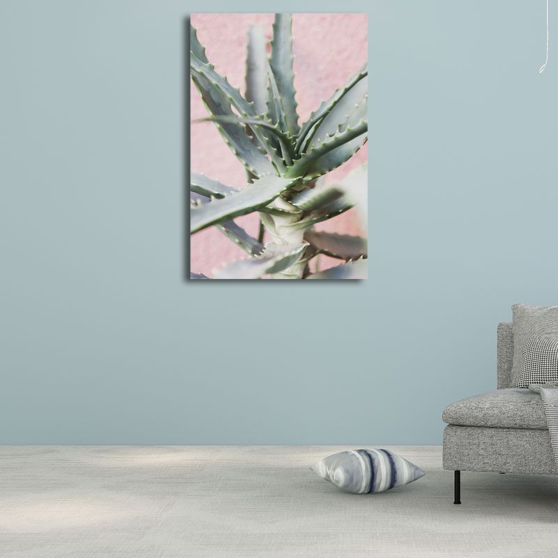 Botanical Wall Art Nordic Textured Living Room Canvas Print in Light Color