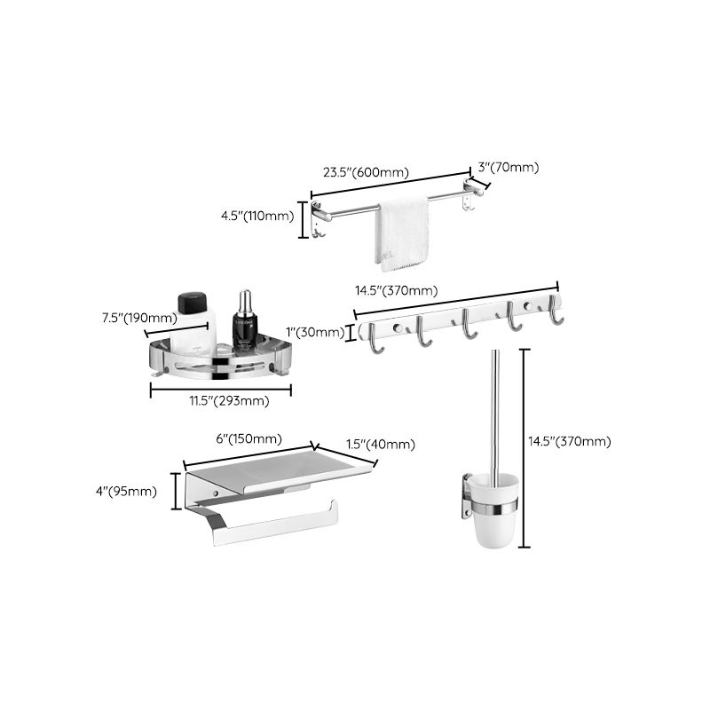 Modern Bathroom Accessory Kit Stainless Steel Bath Shelf Bathroom Set