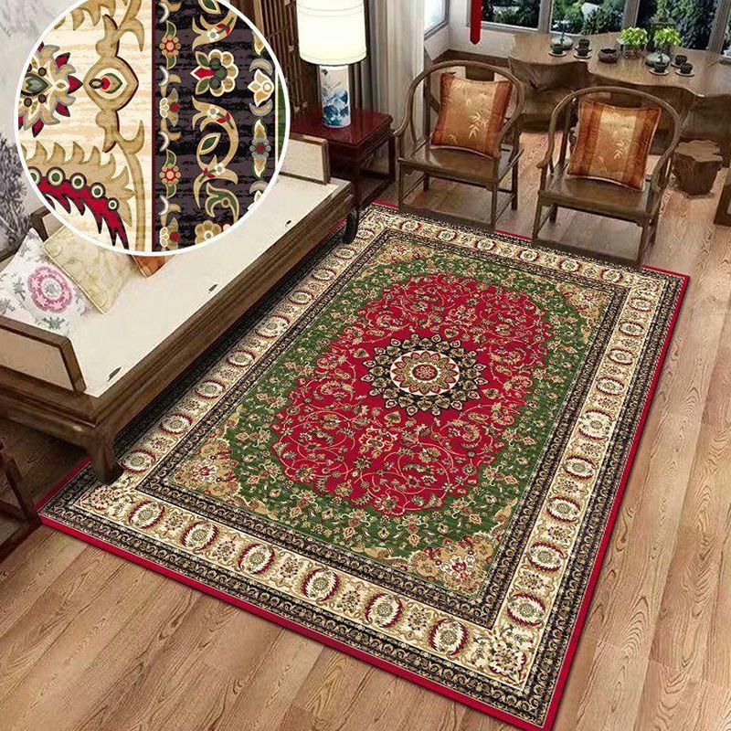 Antique Glam Living Room Rug Victorian Flower Print Indoor Rug Polyester Easy Care Friendly Washable Carpet