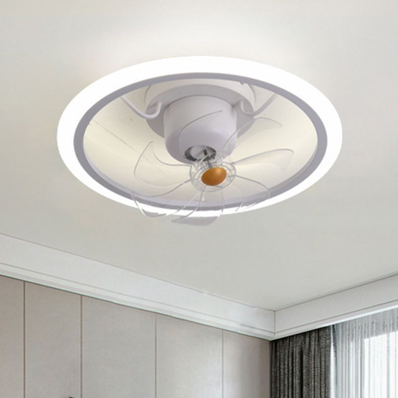 Metal Circle Ceiling Fan Light Modern Style LED Ceiling Light Fixture for Bedroom