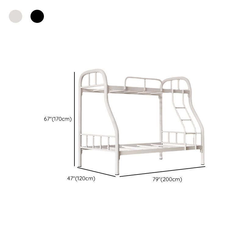 Contemporary Bunk Bed Metal Slat Headboard with Guardrail Kids Bed