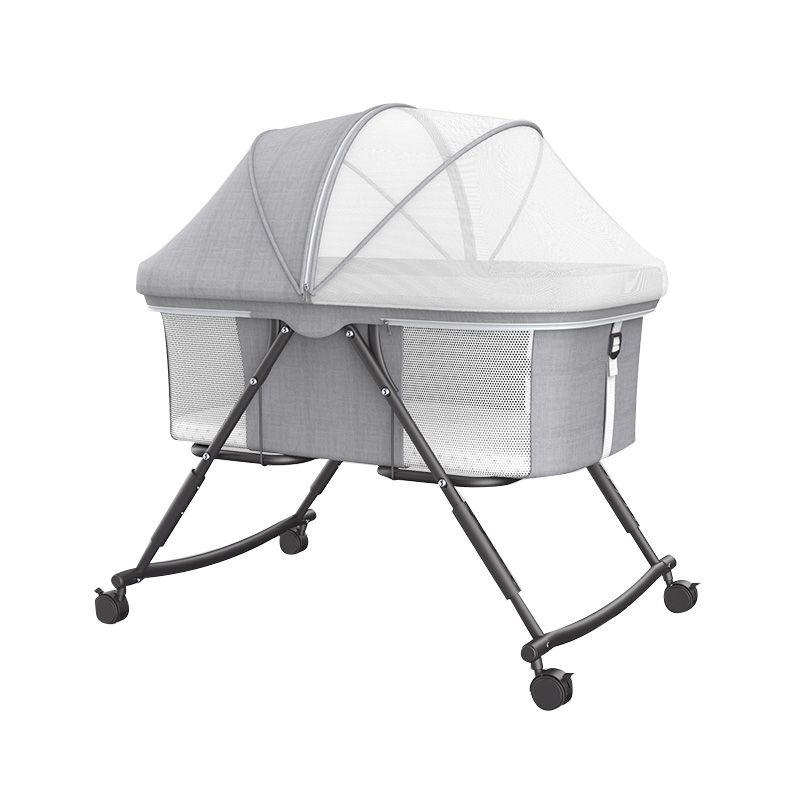 Modern Plastic Color Matching Oval Nursery Crib with Casters