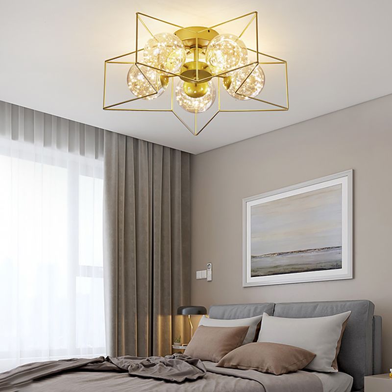 Star Shape Metal Flush Ceiling Light Modern 5 Lights Flush Mount Light Fixture