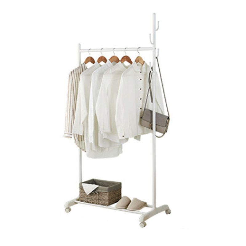 Classic Solid Color Coat Rack Free Standing Clothes Hanger with Storage Shelving