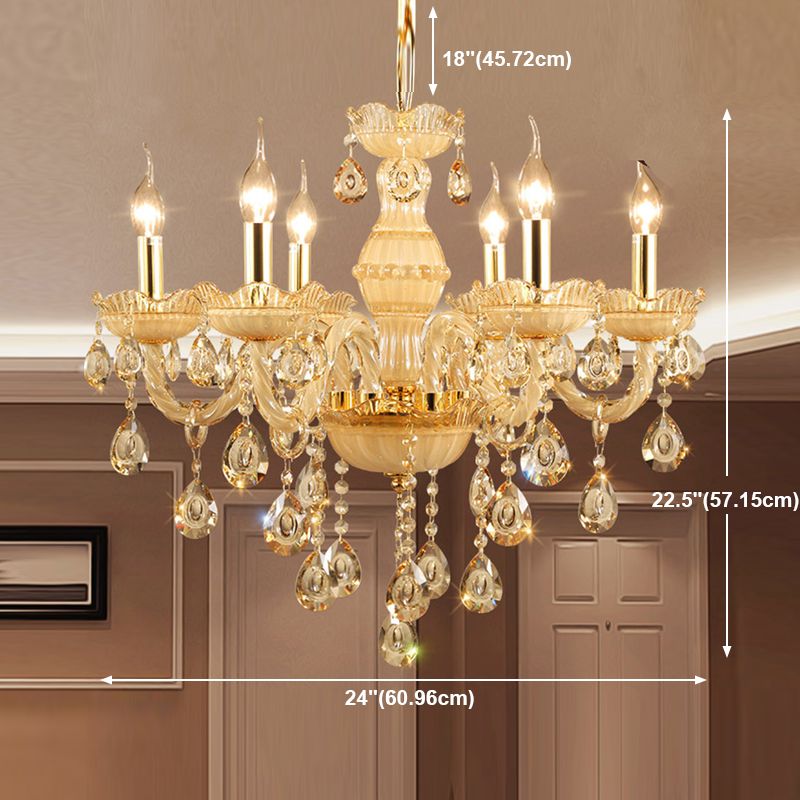 Crystal Hanging Chandelier Candle Shape Chandelier Lighting for Living Room