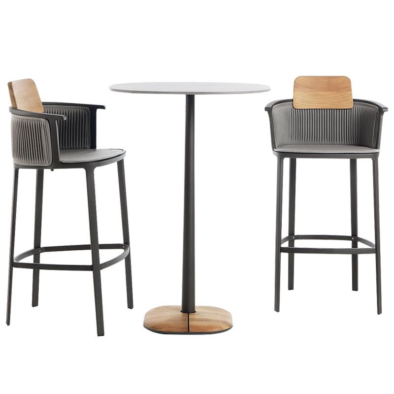 Industrial Round Bar Table Set 1/2/3 Pcs Outdoor Bar Height Set