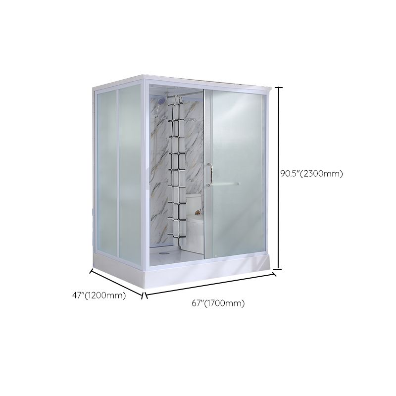 Contemporary Shower Stall Frosted Tempered Glass Rectangle Shower Stall with Ceiling