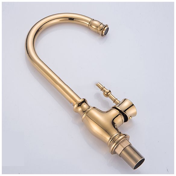 Traditional Bar Faucet 1-Handle with Supply Lines Kitchen Faucet in Gold