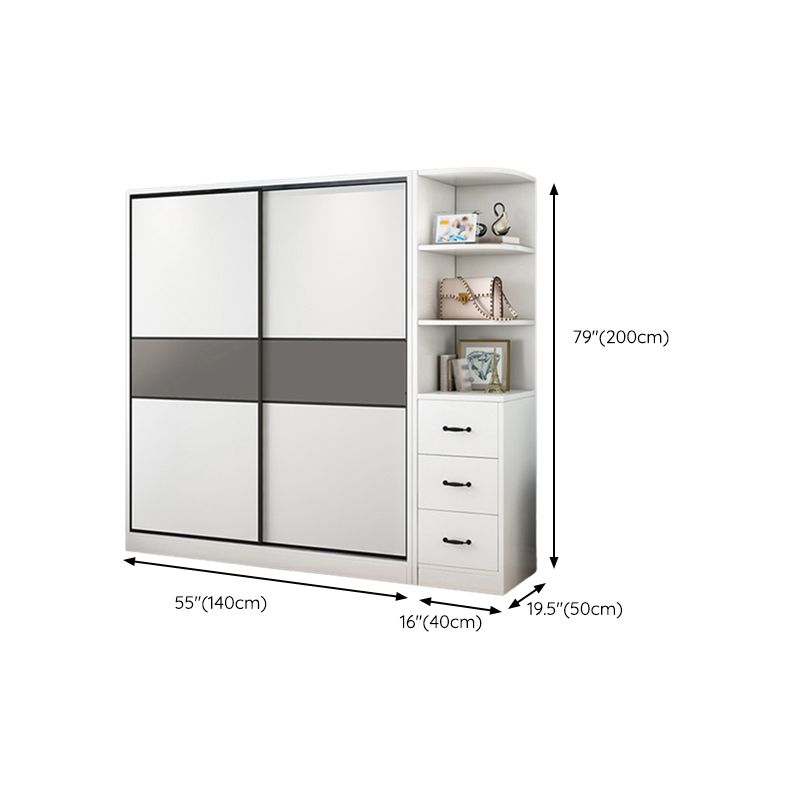 Modern Closet with Shelves Wooden High Gloss Coat Locker in White