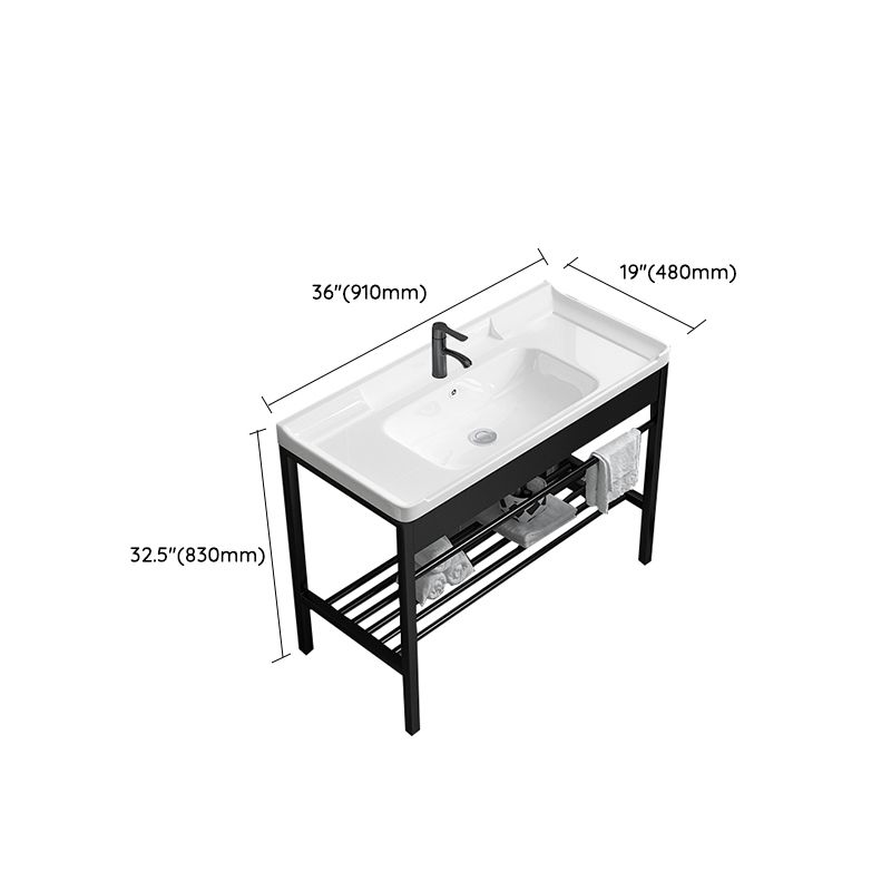 Modern Bathroom Sink Vanity Metal Frame Shelving Included Freestanding Sink Vanity