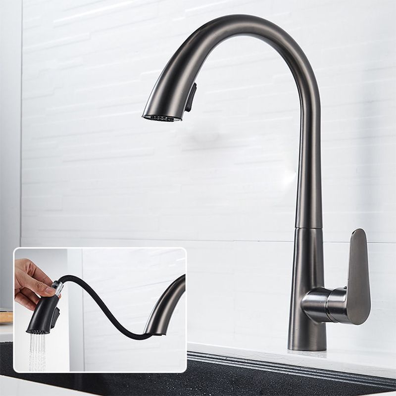 Modern 1-Handle Faucet Pull down Stainless Steel Standard Kitchen Faucet