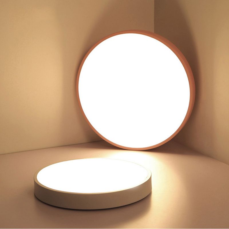 Nordic Macaroon Round Shade 1-Light Flush Mount Acrylic Flush Mount Light