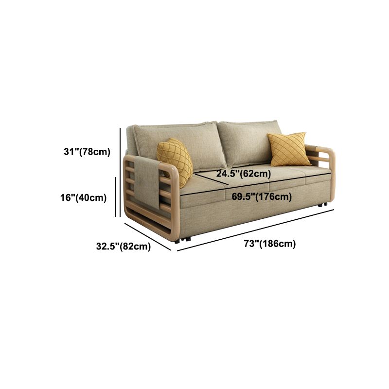 Linen Contemporary Square Arm Sofa Bed Foldable Convertible Sofa for Apartment