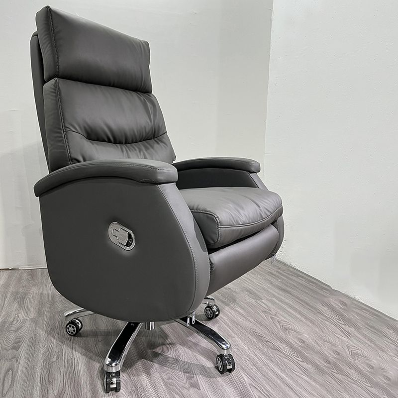 Modern Slide Office Chair Leather Adjustable Seat Height Desk Chair with Wheels