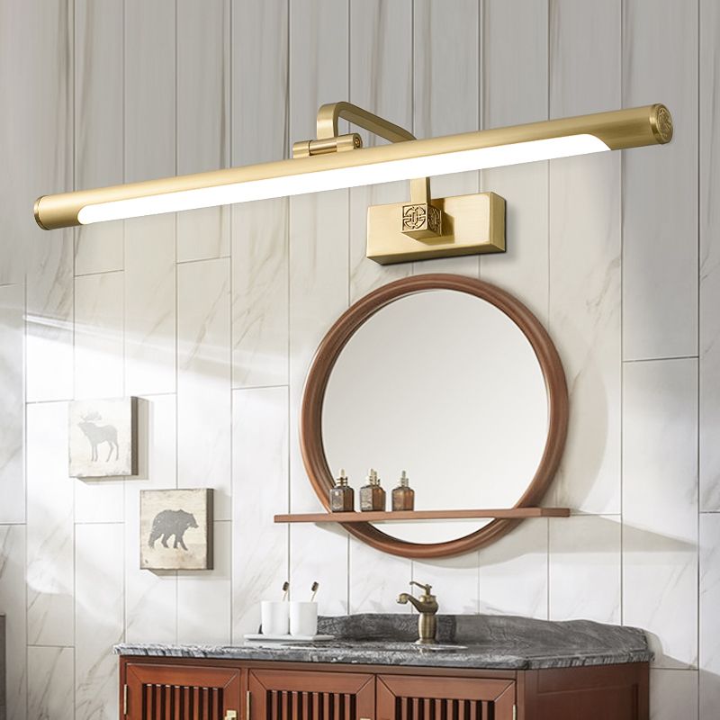 Linear Shade Metal Wall Sconce Modern Style 1- Light Mirror Wall Mount Lighting in Gold