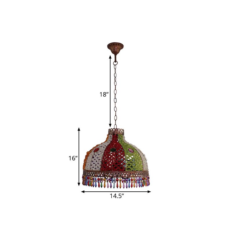 Decorative Bowl Pendant Chandelier 3/6 Bulbs Metal Down Lighting in Orange/Green/Taupe, 14.5"/17"/23.5" Width