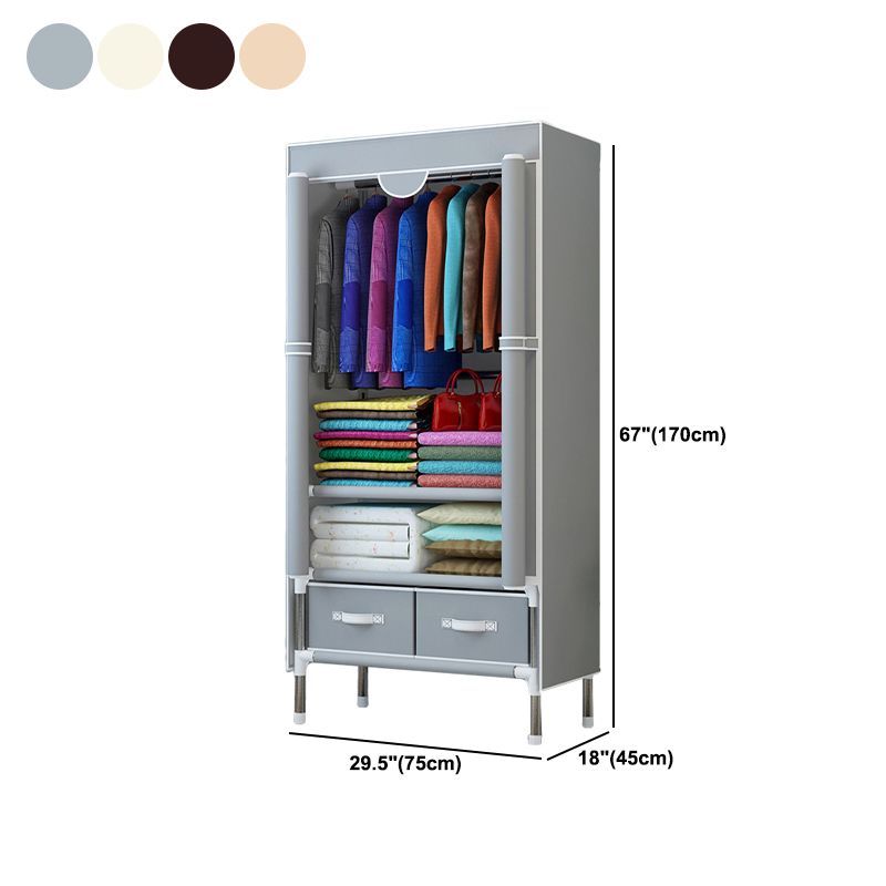 Steel Frame Wardrobe Cabinet Contemporary Home Wardrobe with Drawers