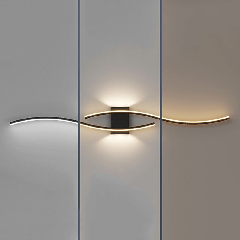 Minimalism LED Wall Light Fixtures Waving Metal Indoor Sconce Lights