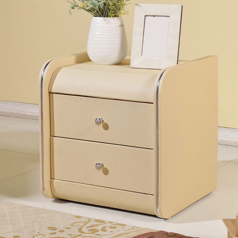 Rectangular 2 Drawers Nightstand Contemporary 18.9" H Night Table