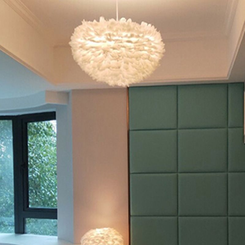 Multi-Head Chandelier Light Fixtures Modern Chandelier Pendant Light with White Feather Shade