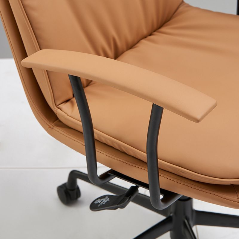 Contemporary Arm Chair Fixed Arms Adjustable Seat Height Leather Office Chair