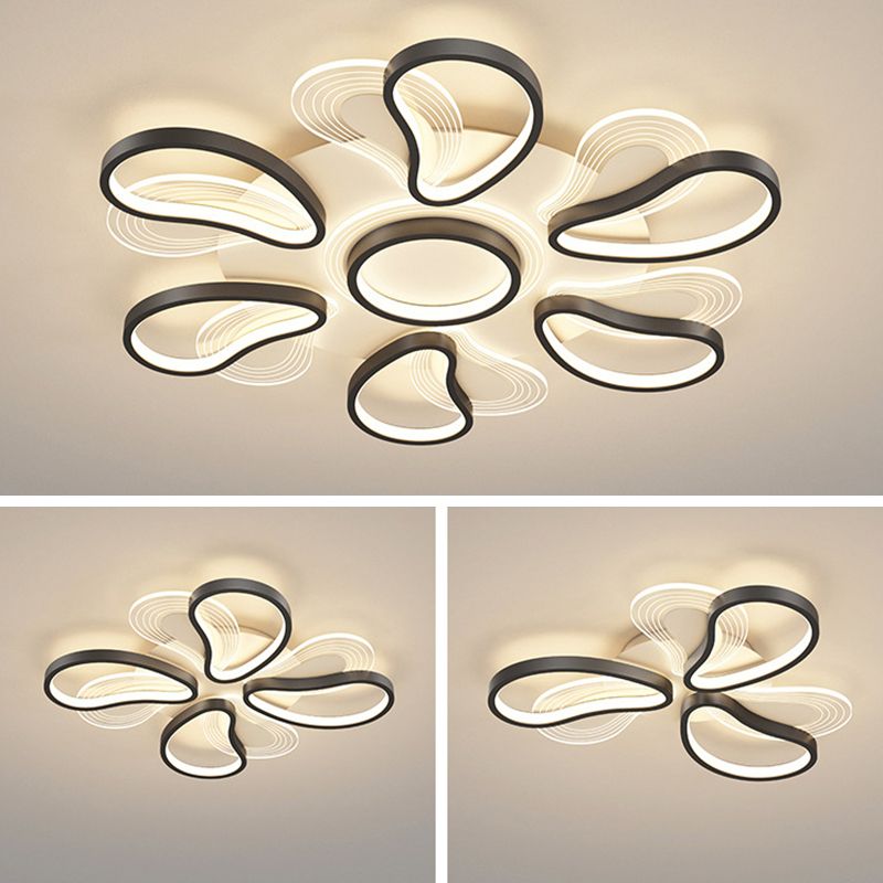 Metal Flower Shape Flush Ceiling Light Modern Style Multi Lights Flush Mount Lighting