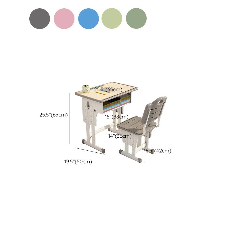 Modern Wood Writing Home Desk Table and Chair Set with Storage