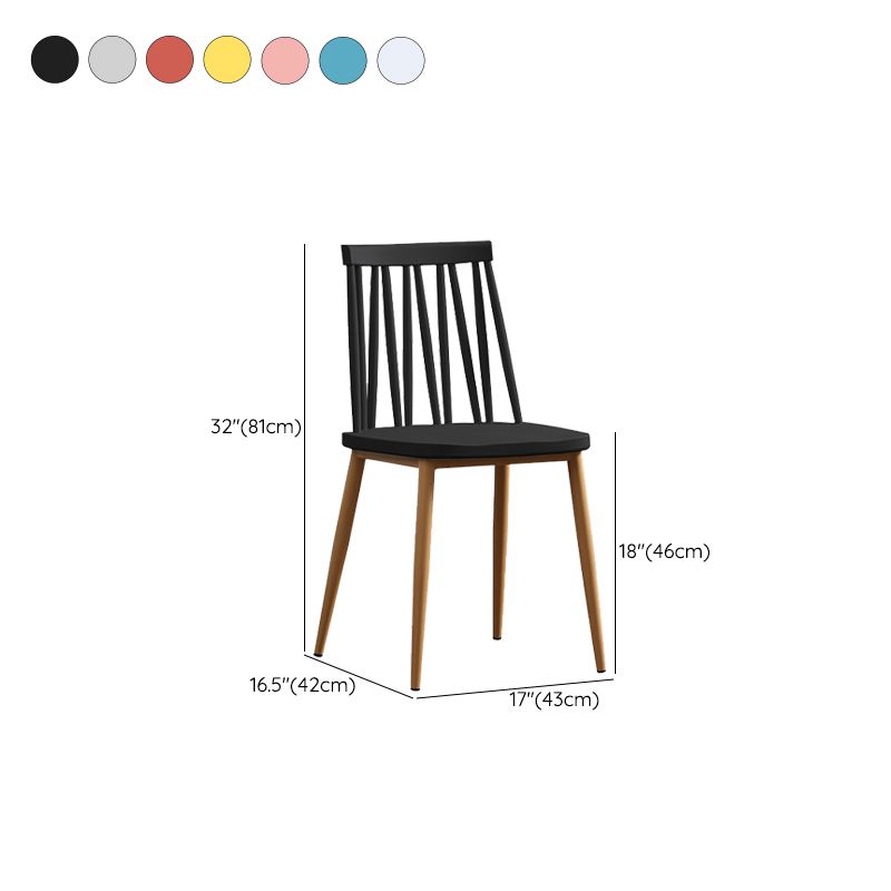 Nordic Metal Dining Chairs Slat Back Armless Chairs for Dining Room