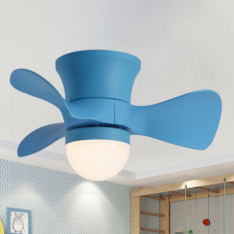 Kids Dome Flush Mount plafondventilator licht metallic 3-blade slaapkamer LED spoeling in roze/blauw, 23,5 "breed