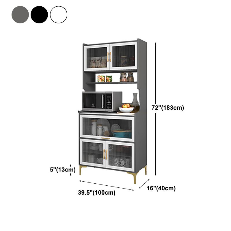 Sintered Stone Countertop Dining Server Manufactured Wood Kitchen Server with Glass Doors