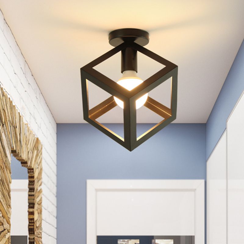 Metal Geometric Shape Flush Ceiling Light Modern 1 Light Flush Mount Light Fixture