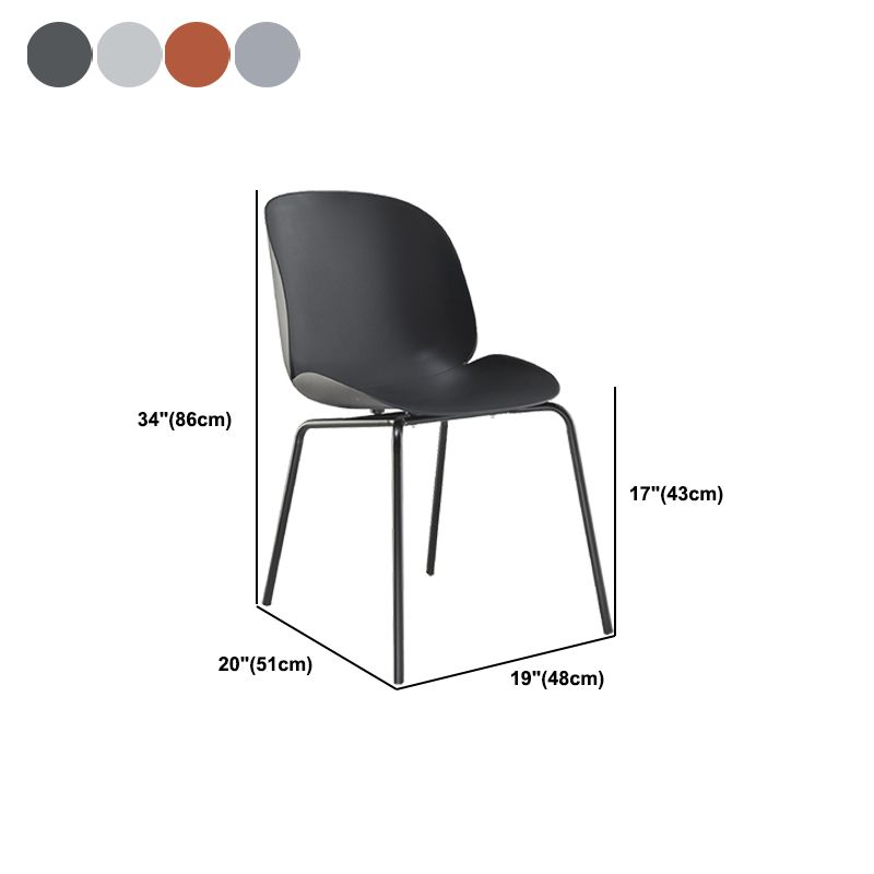 Armless Steel Base Conference Chair Plastic Back and Seat Chair