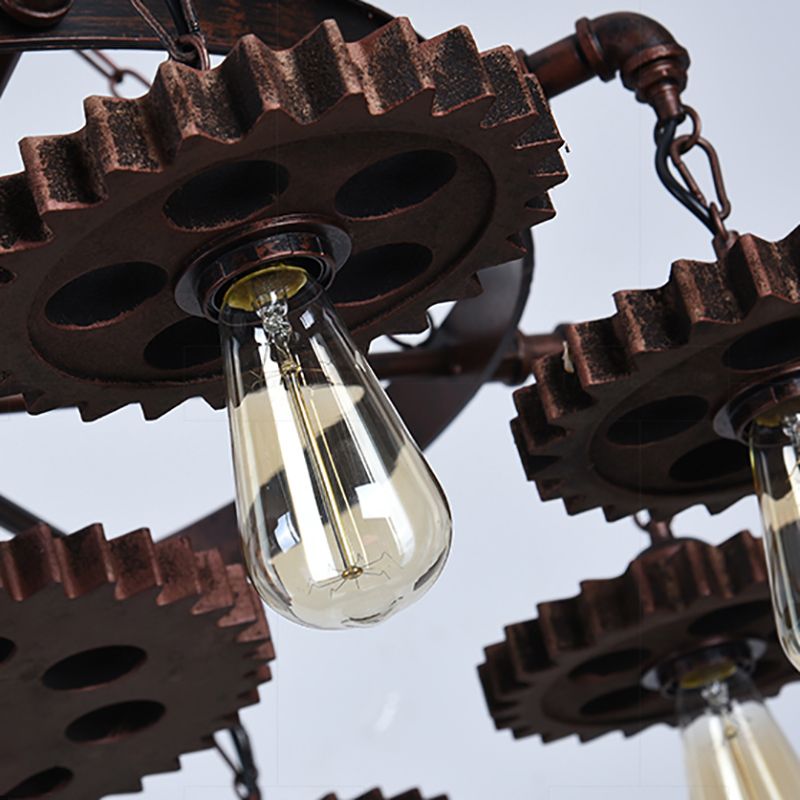 Industriële stijl multi -light kroonluchter Amerikaanse waterpijp hanglamp met een hanger