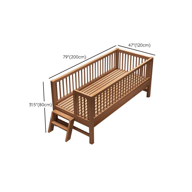 Contemporary Natural Solid Wood Baby Crib with Guardrail Wood Crib