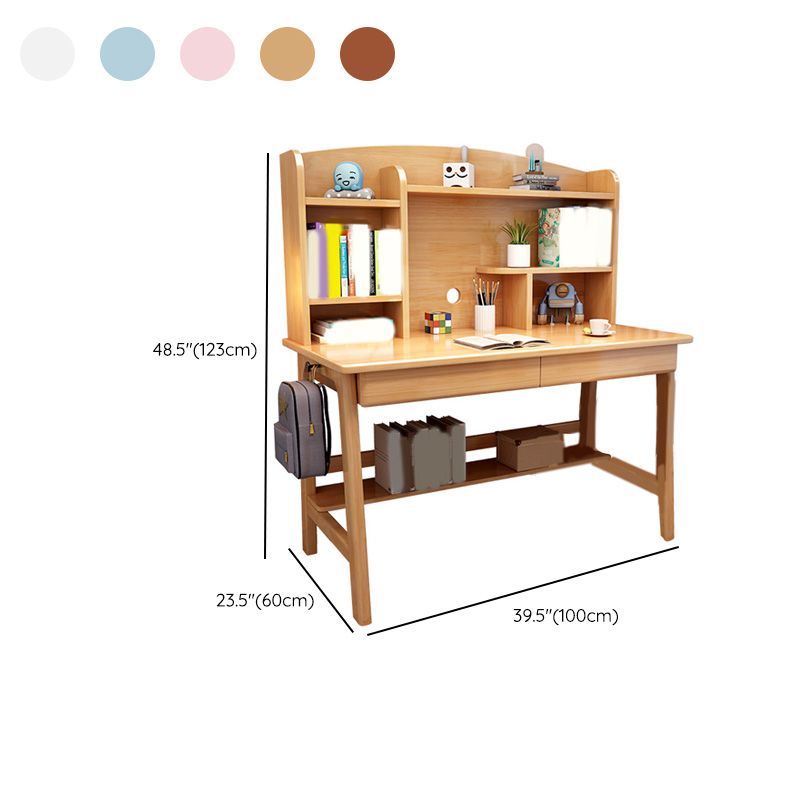 Solid Wood 23.5"W Kids Desk Writing Desk with Drawer and Chair Set