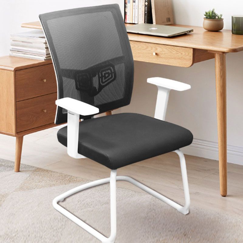 Modern Fixed Arms Office Chair No Wheels Upholstered No Distressing Desk Chair