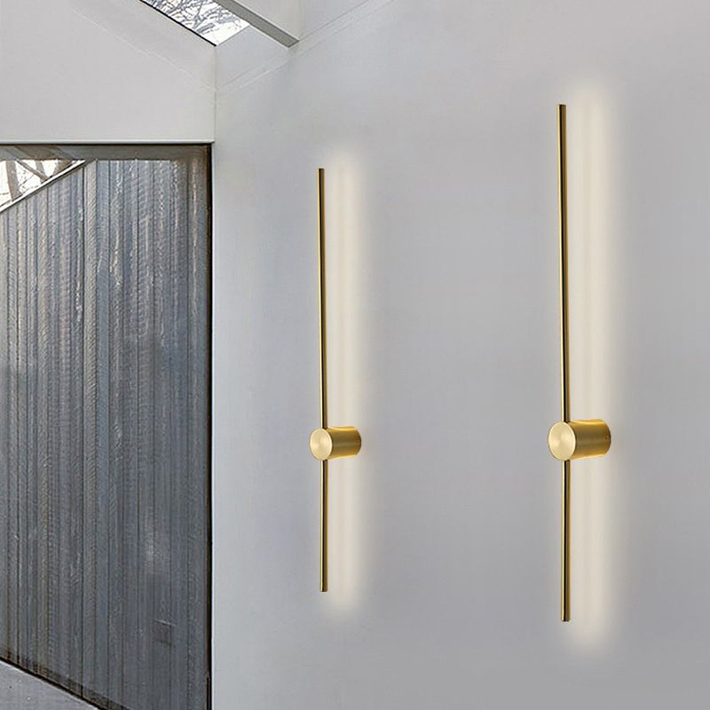 1-Light Linear Sconce Lights Modern Metal Wall Lighting Ideas in Gold