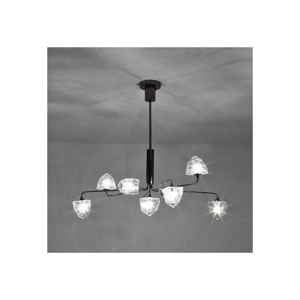 Contemporary Branching Chandelier Lamp Glass 5/7 Lights Living Room Hanging Pendant Light in Black/Nickel