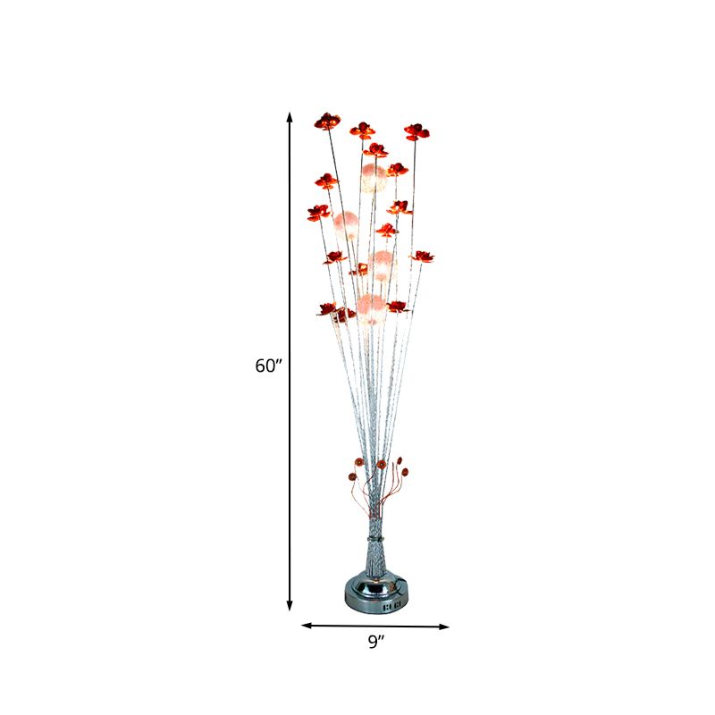 Aluminum Wire Red Floor Light Flower Farmhouse LED Standing Floor Lamp for Living Room